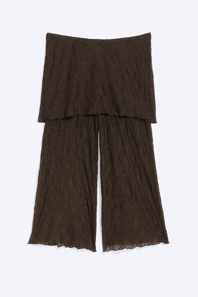 Lace Capri Pants - Dark Brown - 1