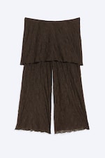 Marron foncé - Pantalon capri en dentelle - 4
