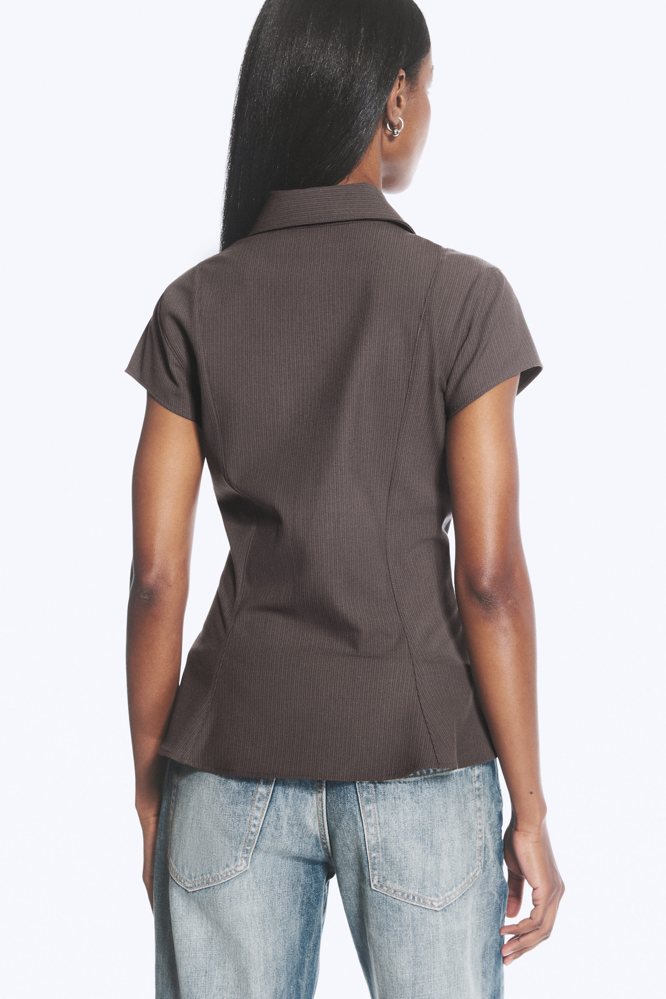 Dark Mole - Slim Fit Short-Sleeved Crepe Shirt - 3
