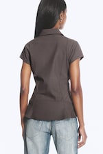 Dark Mole - Slim Fit Short-Sleeved Crepe Shirt - 3