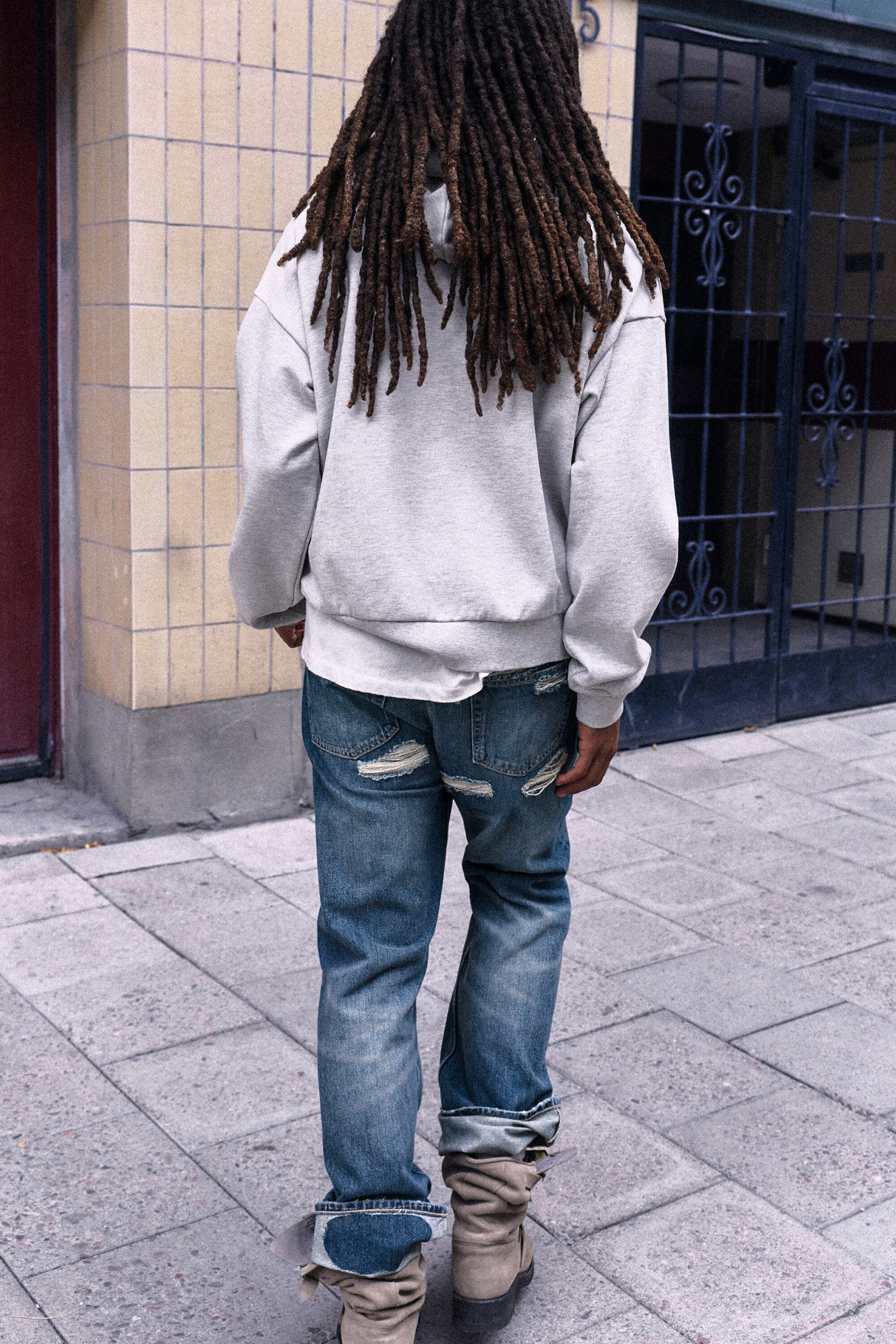 Hellgrau meliert - Whitney Oversize-Kapuzenpullover - 4