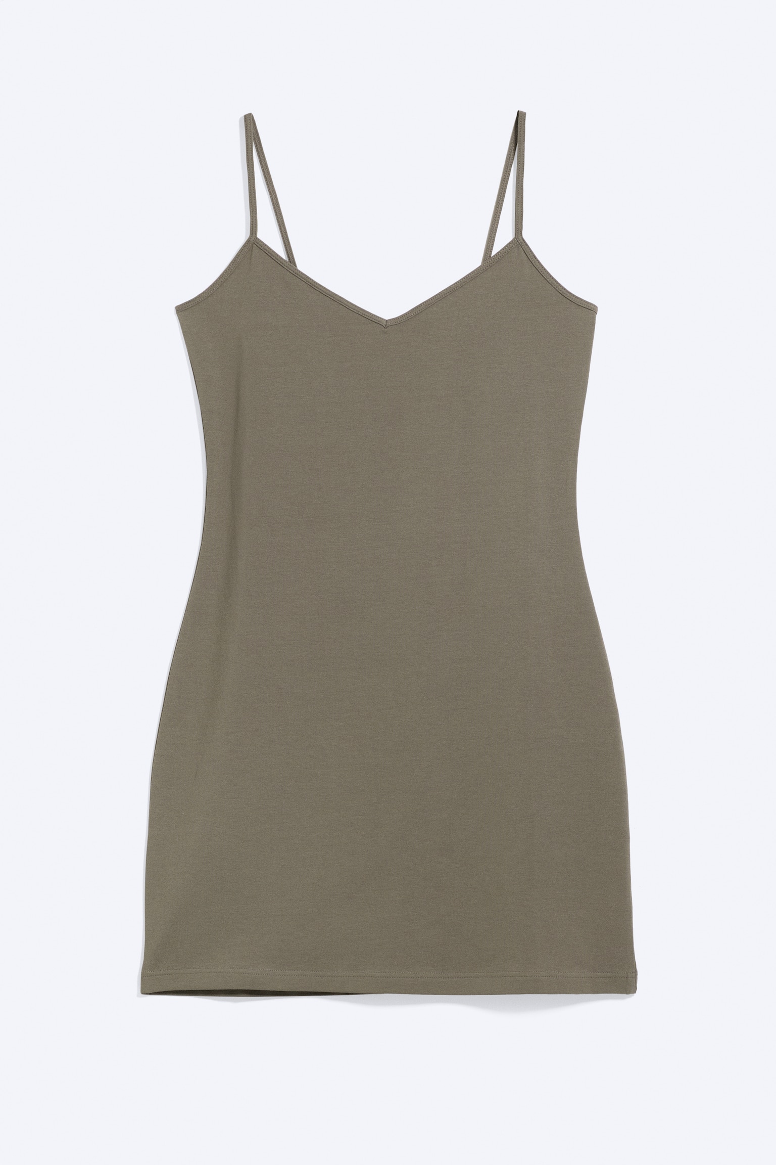 Vestido Mini em Jersey com Decote em V - Dusty Grey - 1