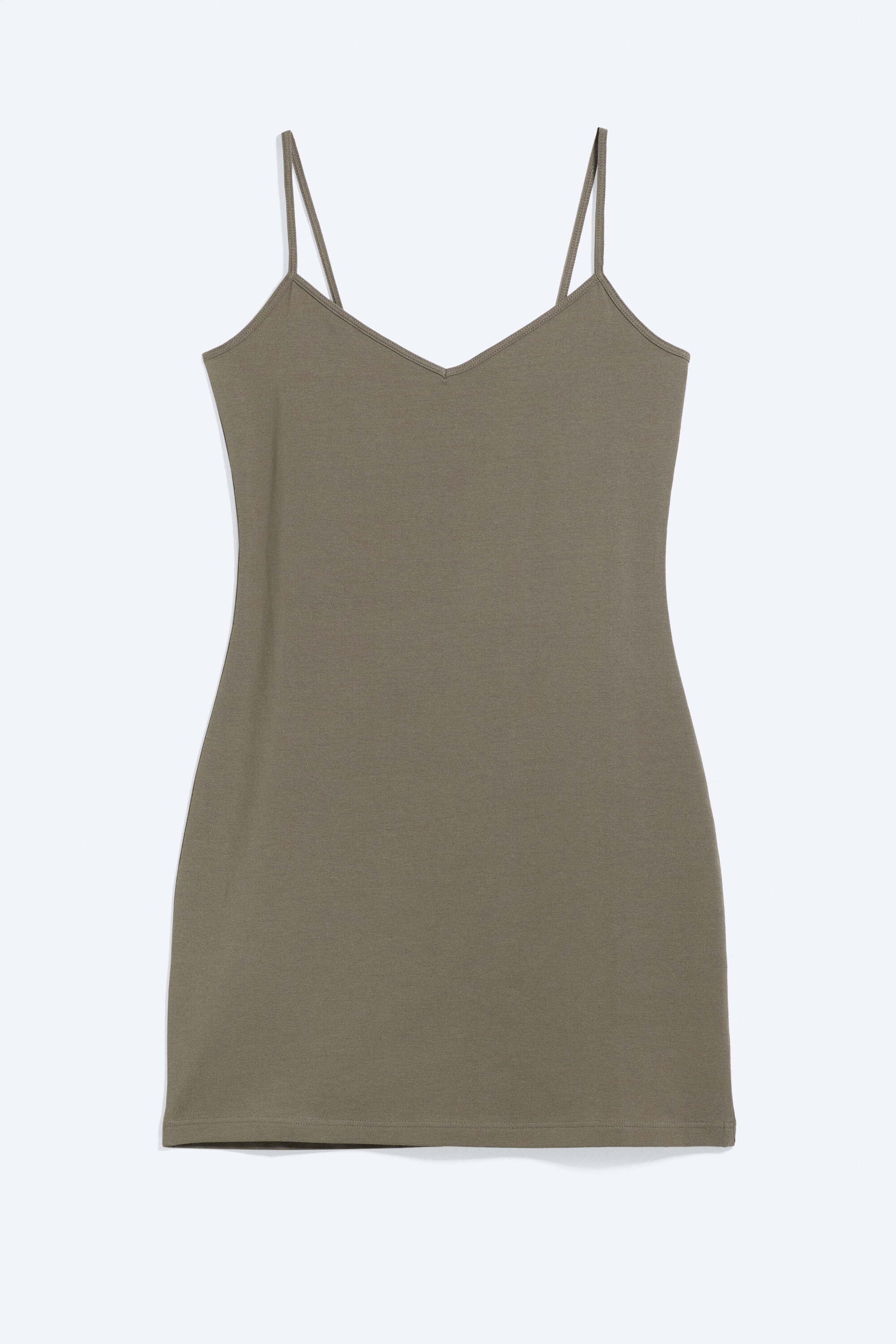 Zachtgrijs - Tricot mini-jurk met V-hals - 4