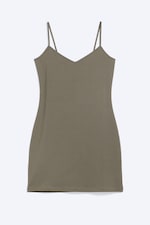 Zachtgrijs - Tricot mini-jurk met V-hals - 4