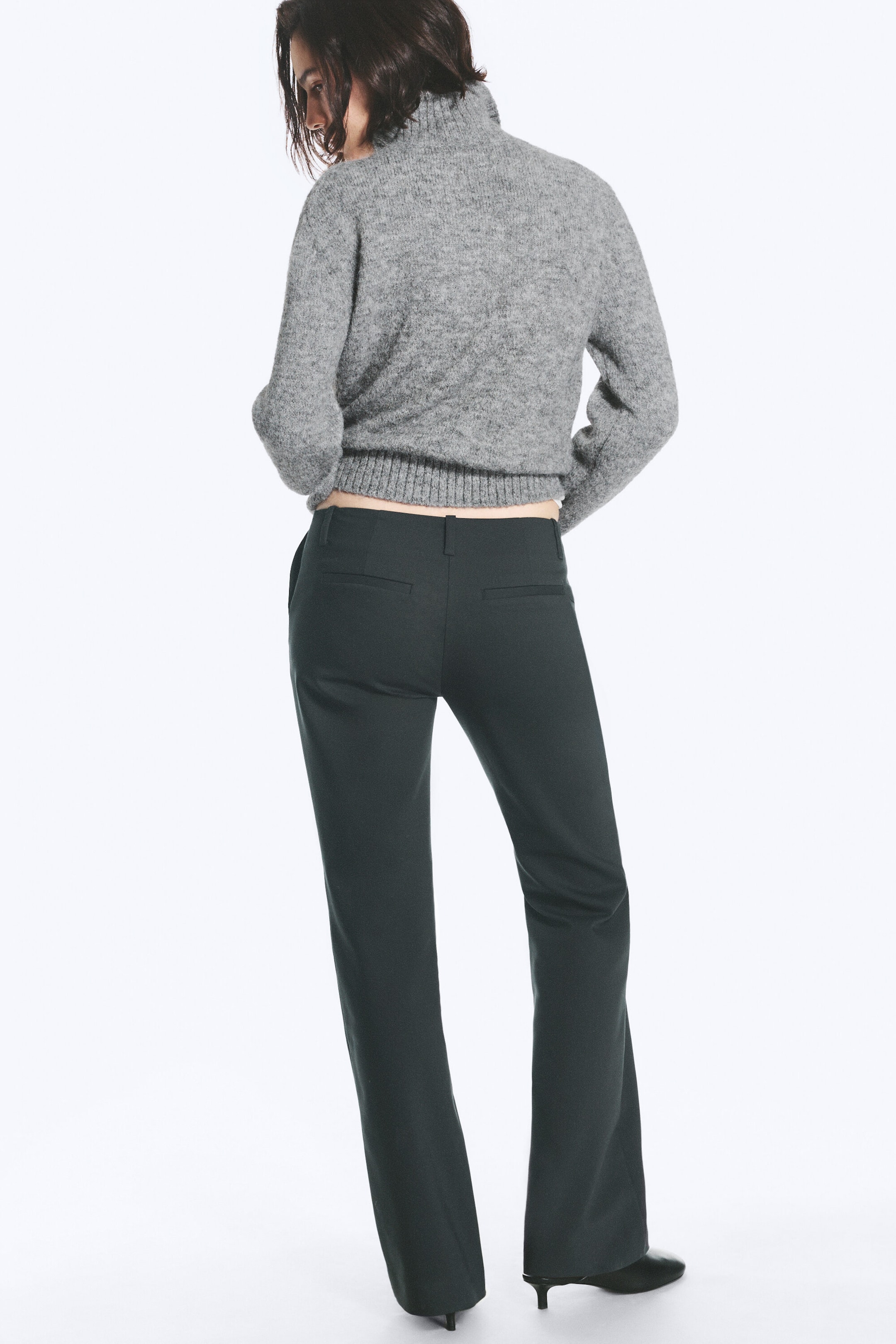 Dark Grey - Low waist Bootcut suiting trousers - 6