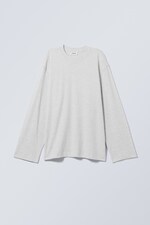 Light Grey Melange - Soft Oversized Long Sleeve Top - 0