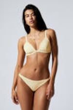 Light Yellow - Ribbed V-neck Bikini Top - 1