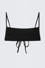 Noir - Haut de bikini à bretelles et encolure carrée - 3