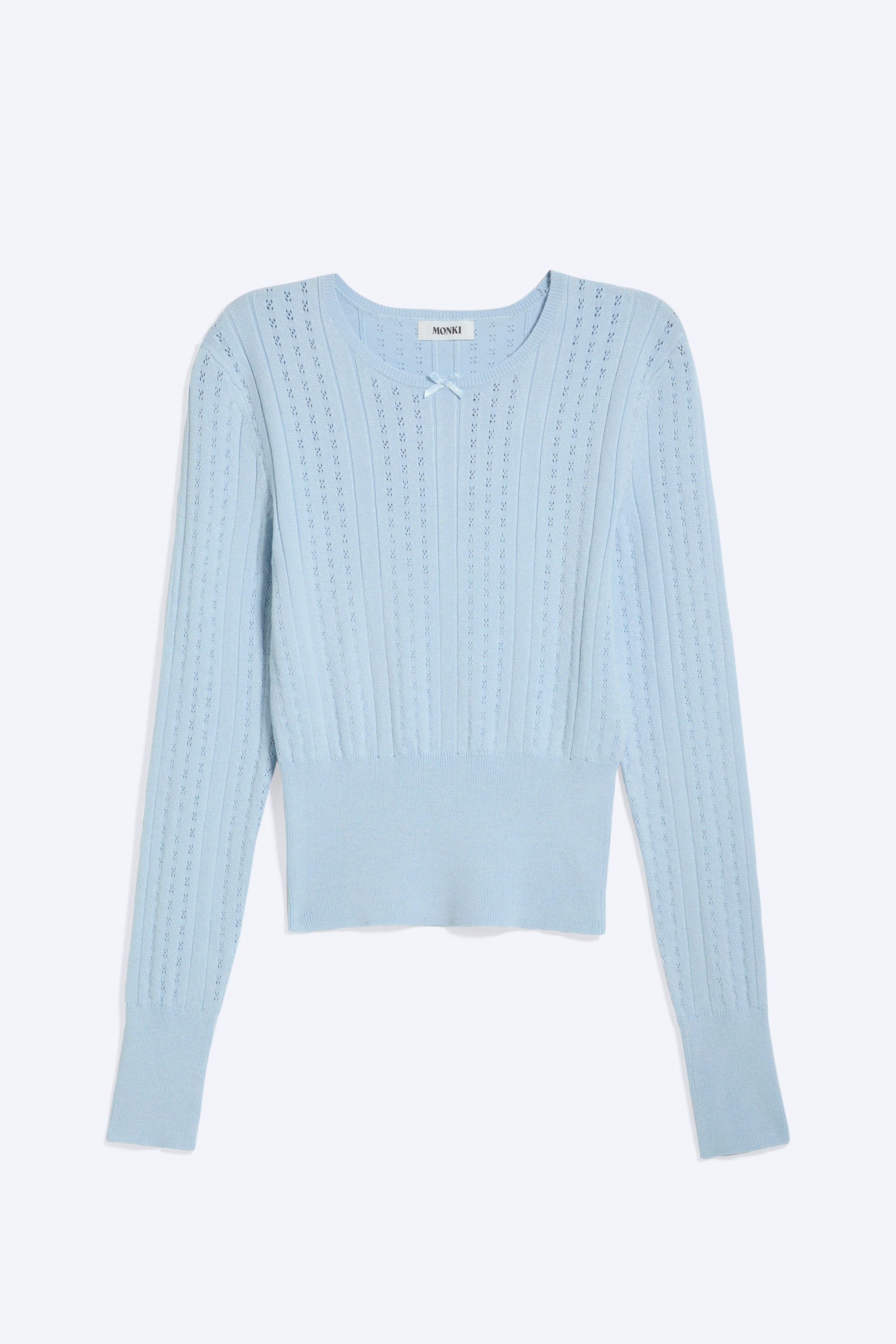 Maglione aderente in maglia - Azzurro/Bianco