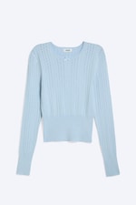 Light Blue - Slim Fit Knitted Sweater - 4