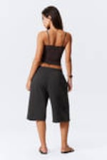 Dark Brown - Fitted Strappy Scoop Neck Singlet - 2