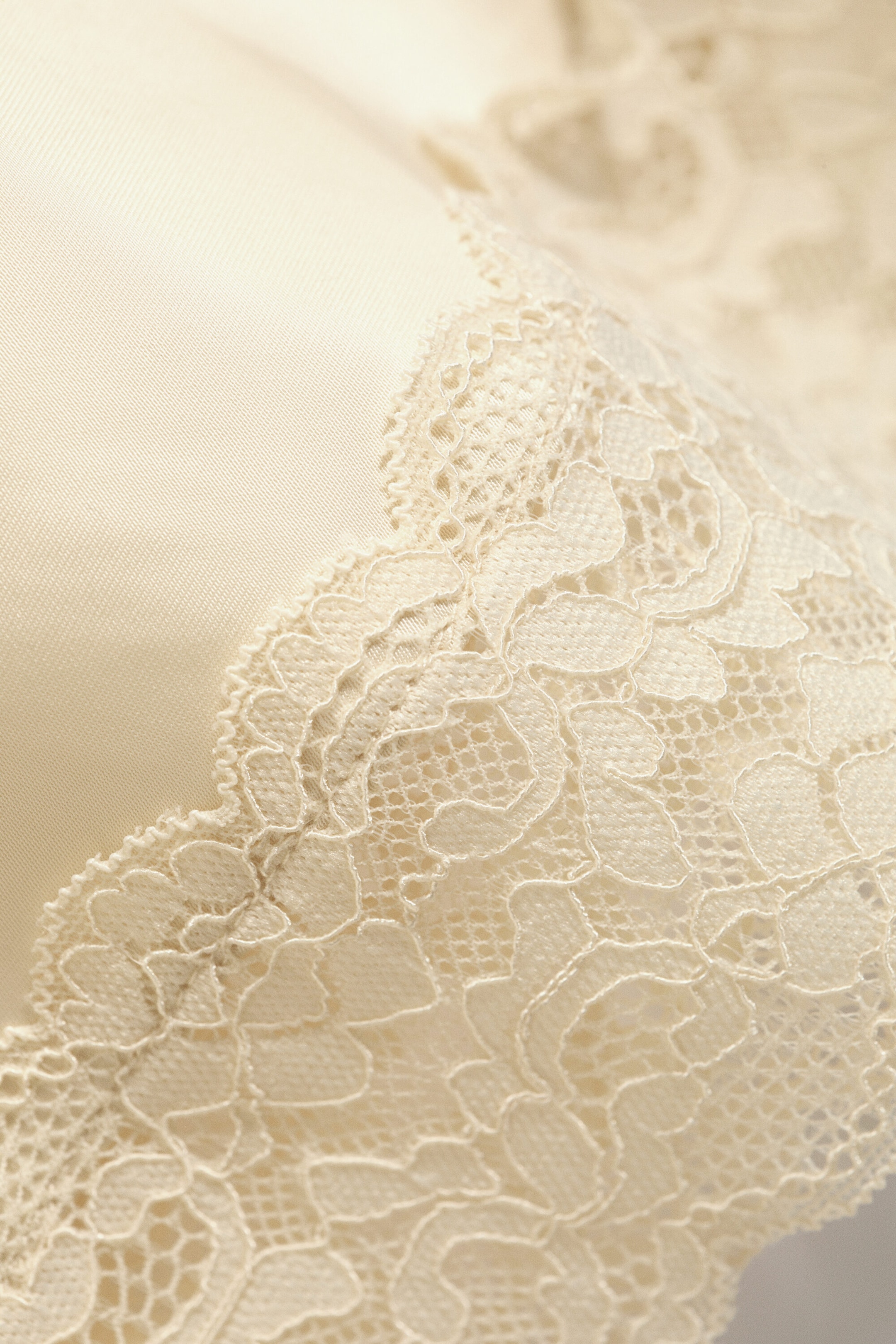 Light Dusty Beige - Satin Lace Midi Skirt - 5