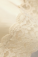 Light Dusty Beige - Satin Lace Midi Skirt - 5