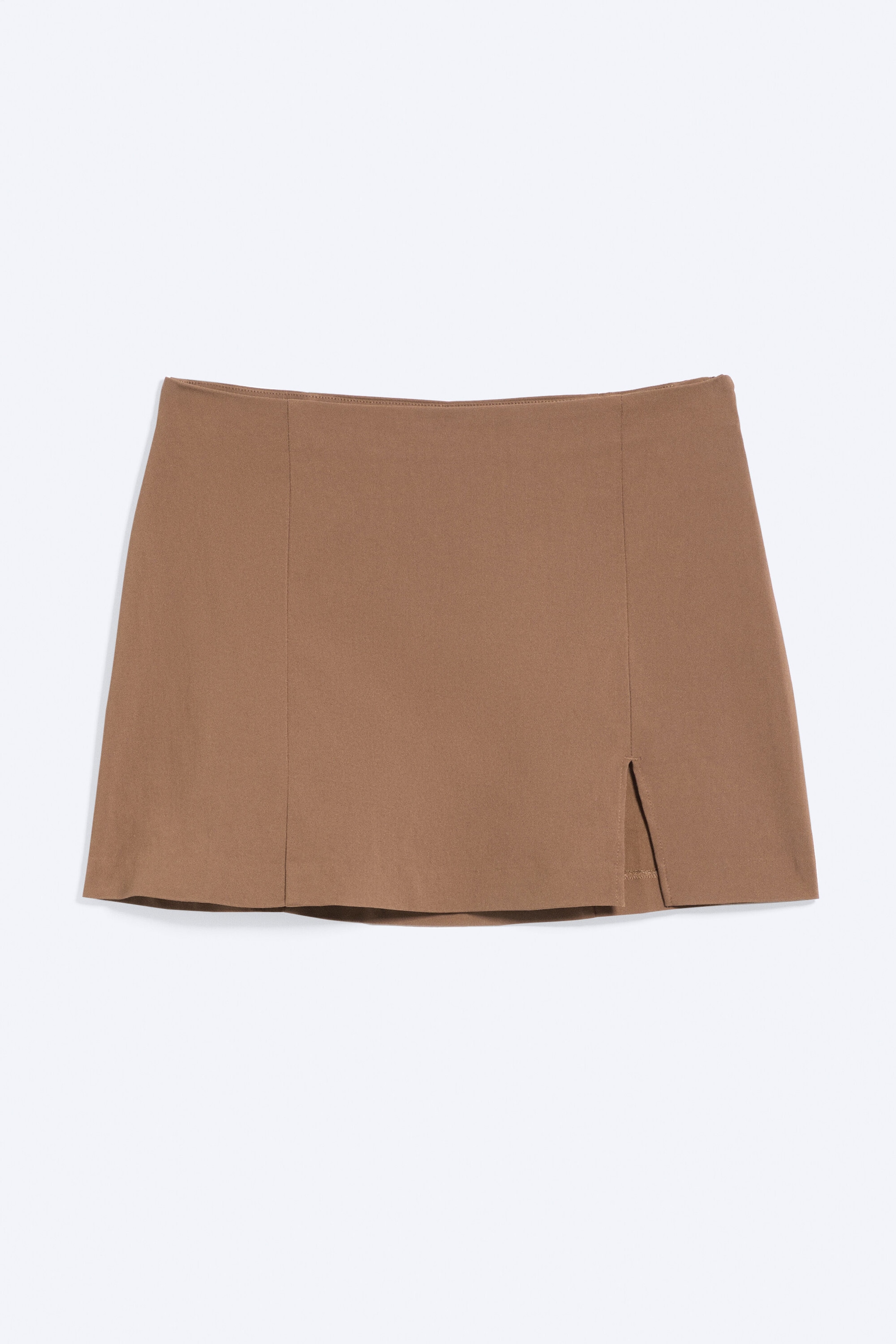 Brown - Low‑Rise Bengalin Mini Skirt - 4