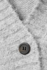 Grau meliert - Locker gestrickter Cardigan mit V-Ausschnitt - 4