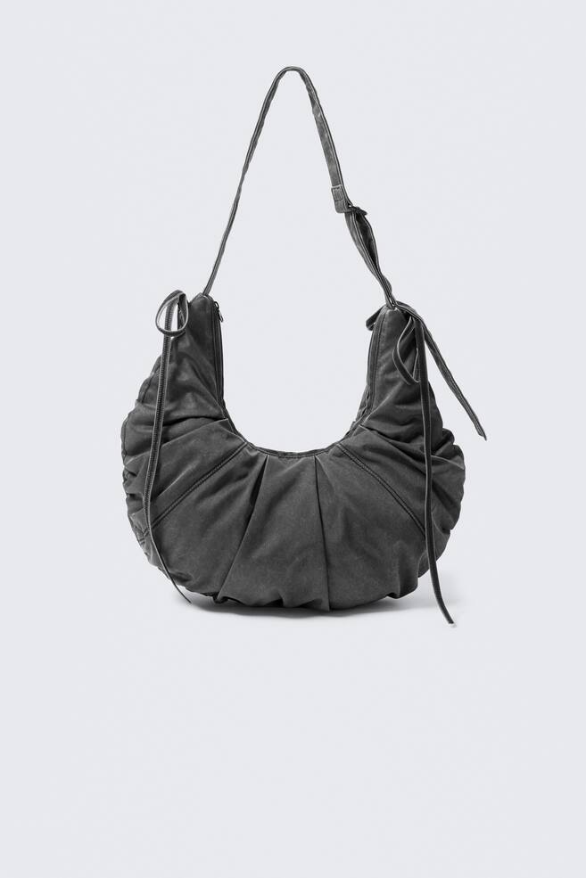 Ruched Crossbody Bag - Washed Black/Dark Blue - 1