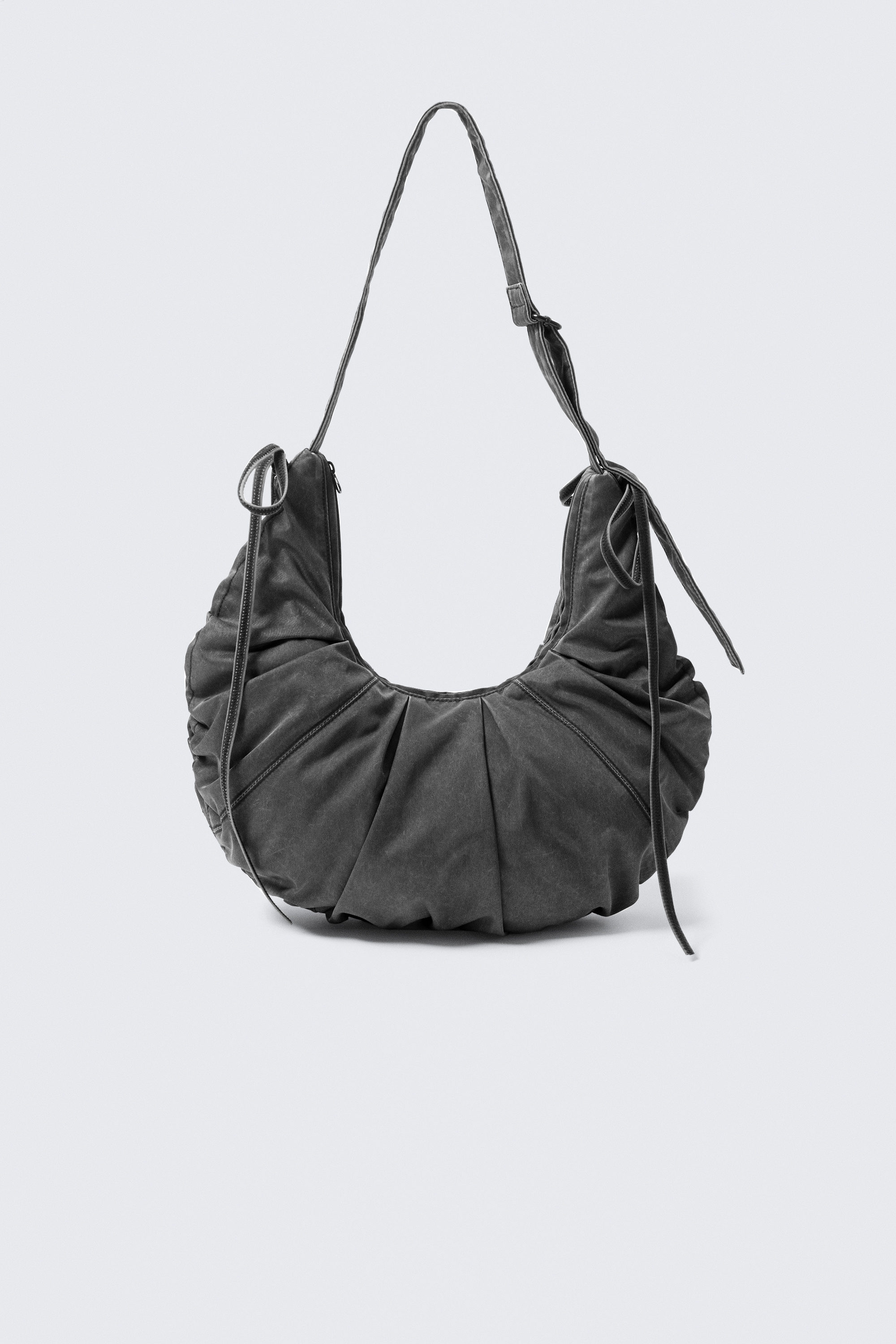 Washed Black - Ruched Crossbody Bag - 1