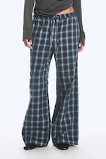 Checked Black & Blue - Wide Flannel Pyjama Trousers - 2