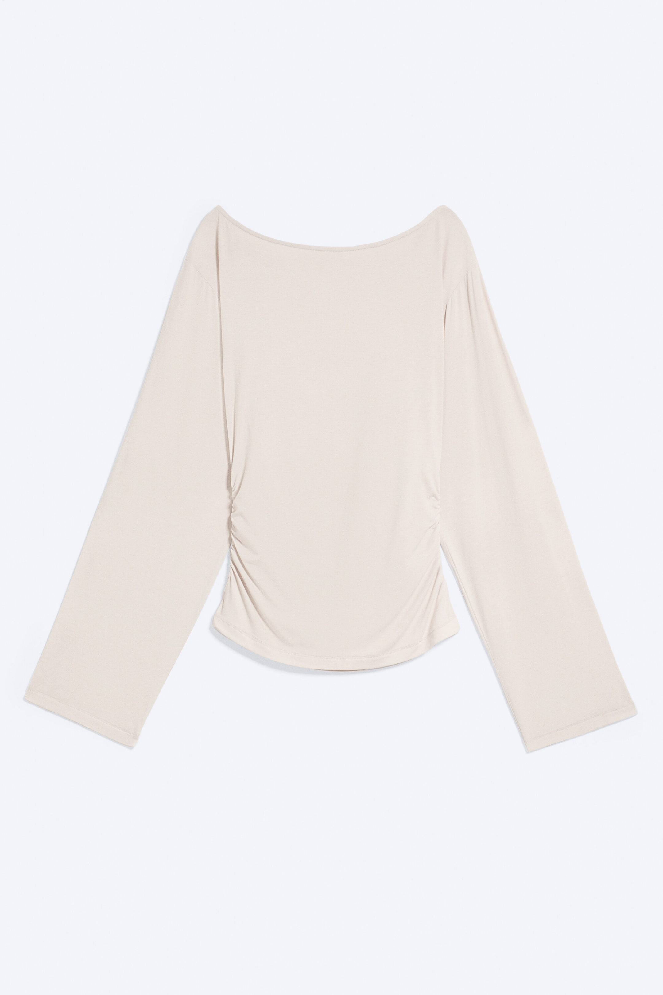 Light Beige - Waisted long-sleeved top - 0