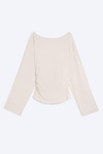 Light Beige - Waisted long-sleeved top - 0
