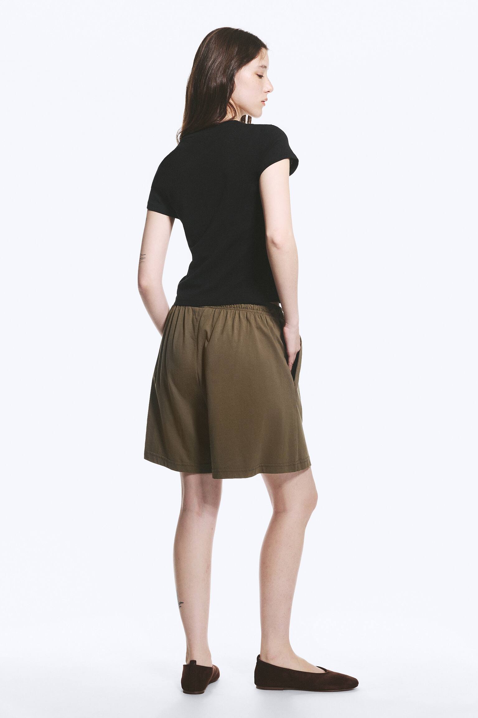 Slim Short-Sleeved Cotton T-shirt-Black - 4