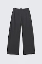 Pinstriped Dark Grey - Low-Waisted Loose Fit Suit Trousers - 4