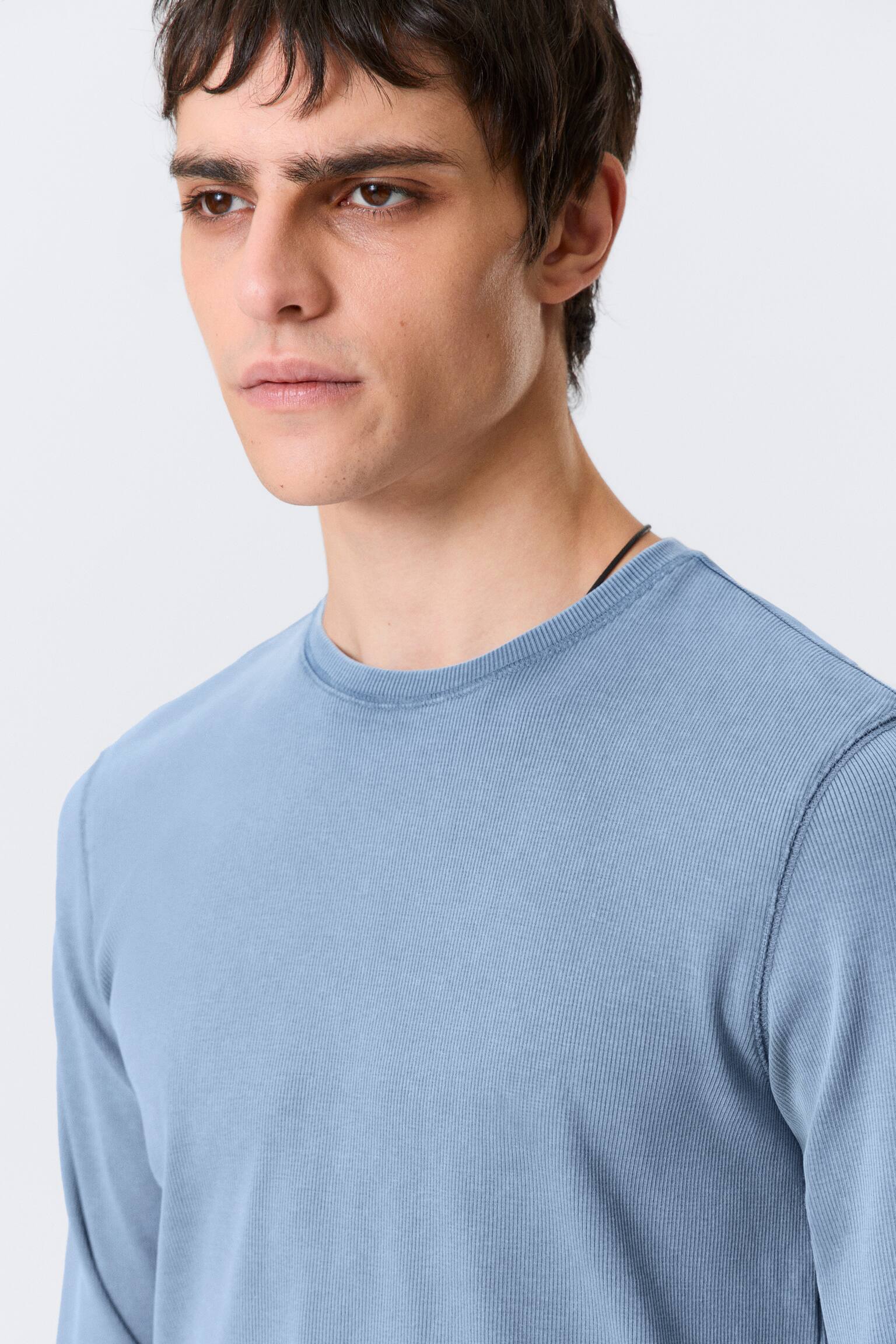 T-shirt a coste a maniche lunghe - Blu lavato/Grigio/Nero lavato/Verde scuro - 4