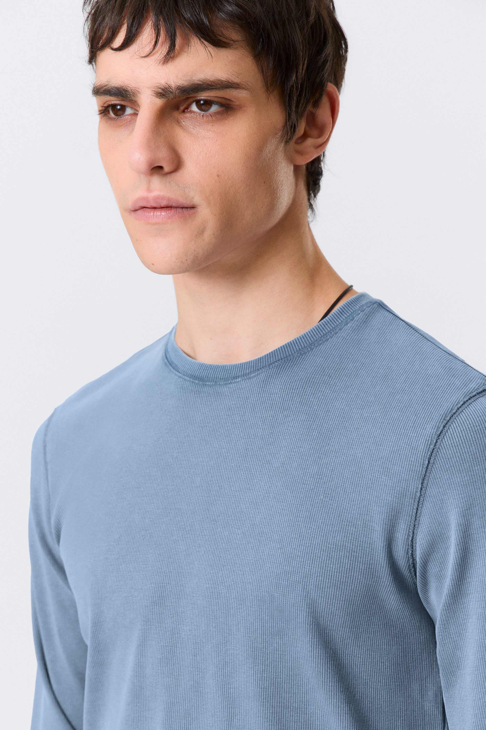 Gewaschenes Blau - Geripptes Longsleeve-Shirt - 2