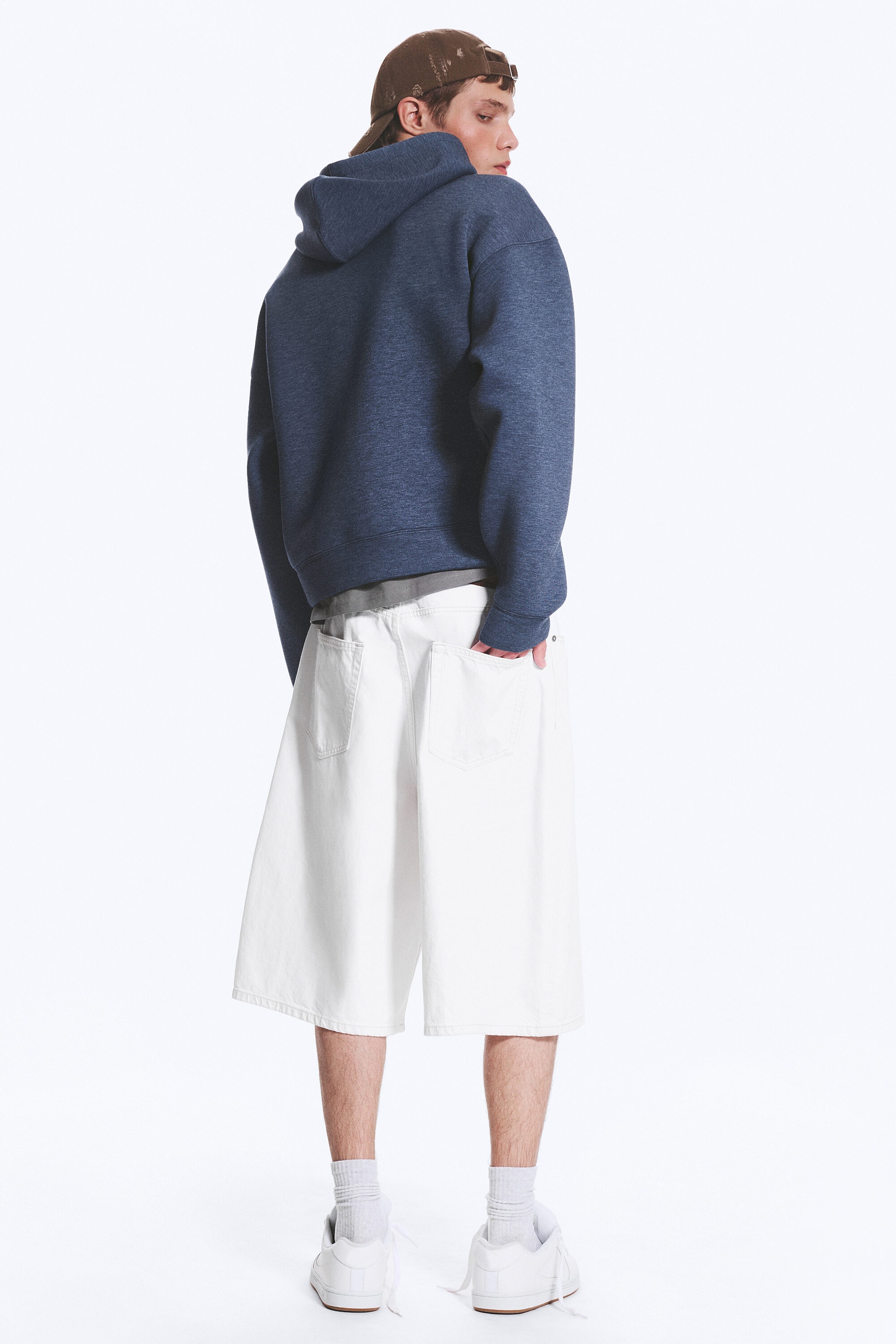 Mörkblå - Embossed - Simon scuba zip-hoodie med tryck - 2