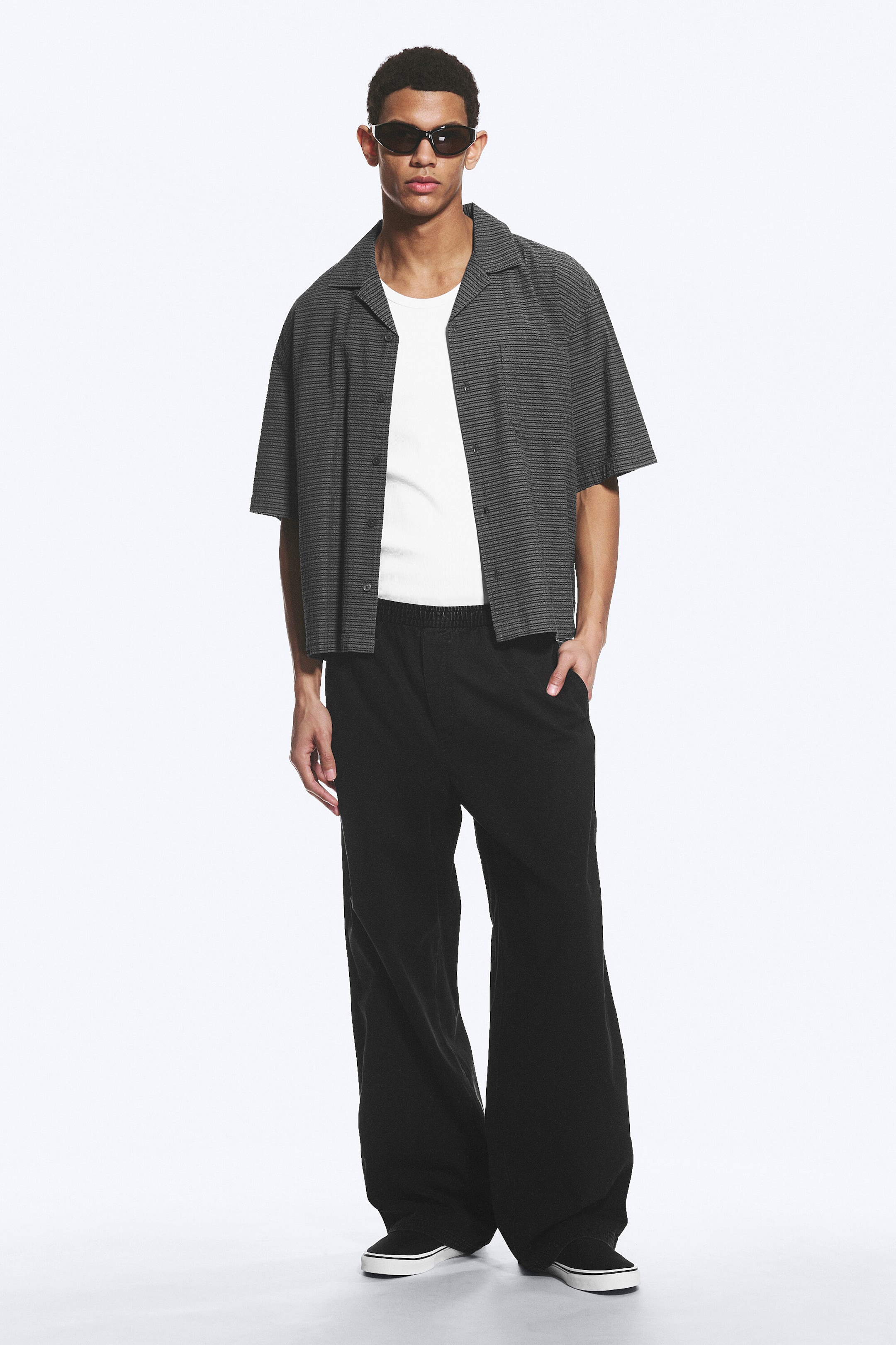 Black - Joggers Med Rak och Ledig Passform - 1