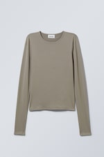 Dunkles Taupe - Langarmshirt Fine - 0