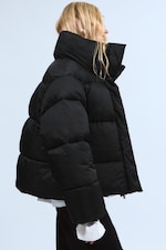 Black - Short Oversized Puffer Jacket - 5