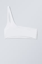 Weiß - Asymmetrisches One-Shoulder-Bikinioberteil - 1