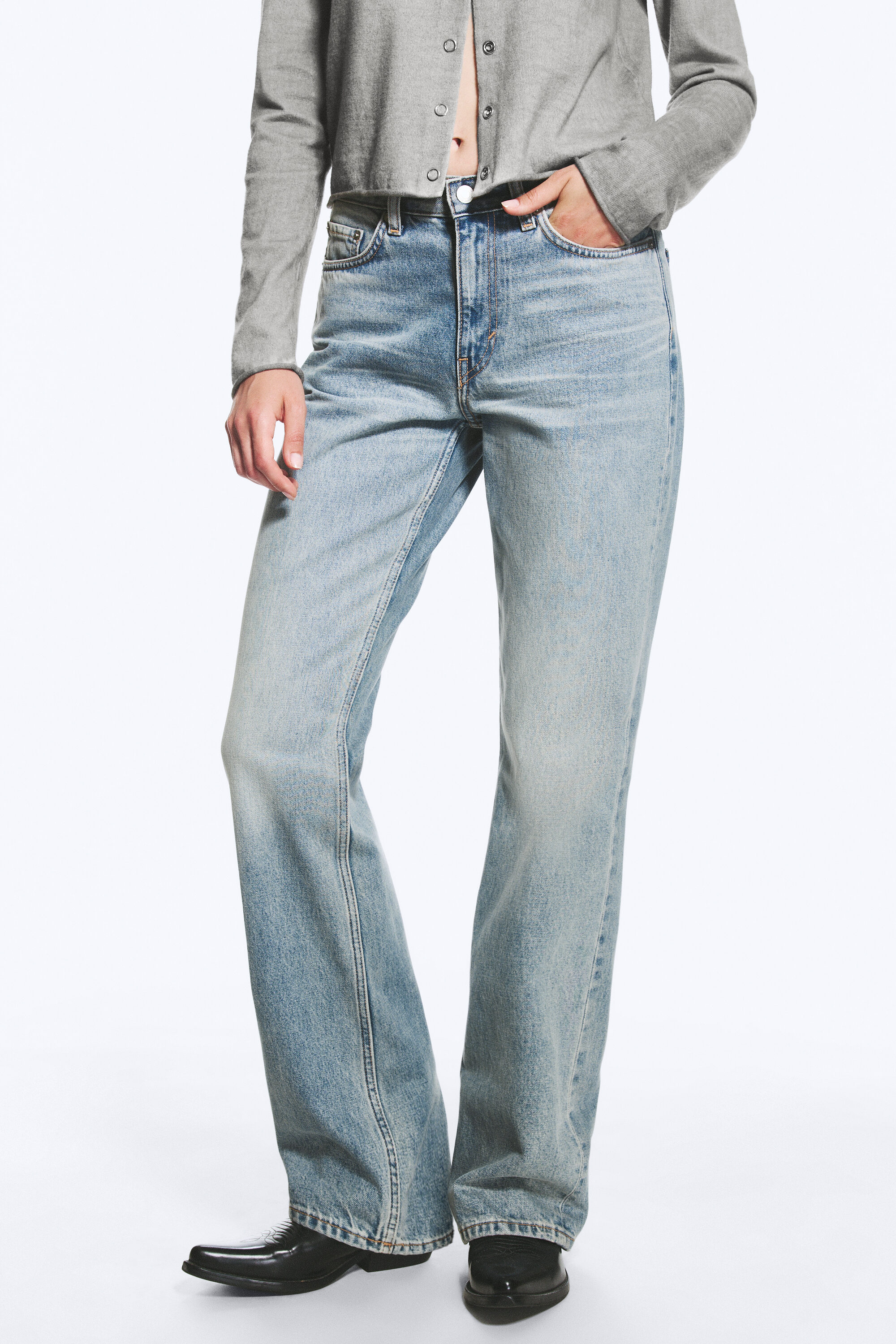 moon mid rise regular bootcut jeans - Seventeen Blue - Medium Blue