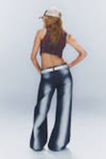 Blauw spray - Poser jeans met normale taille en wijde pijpen - 2