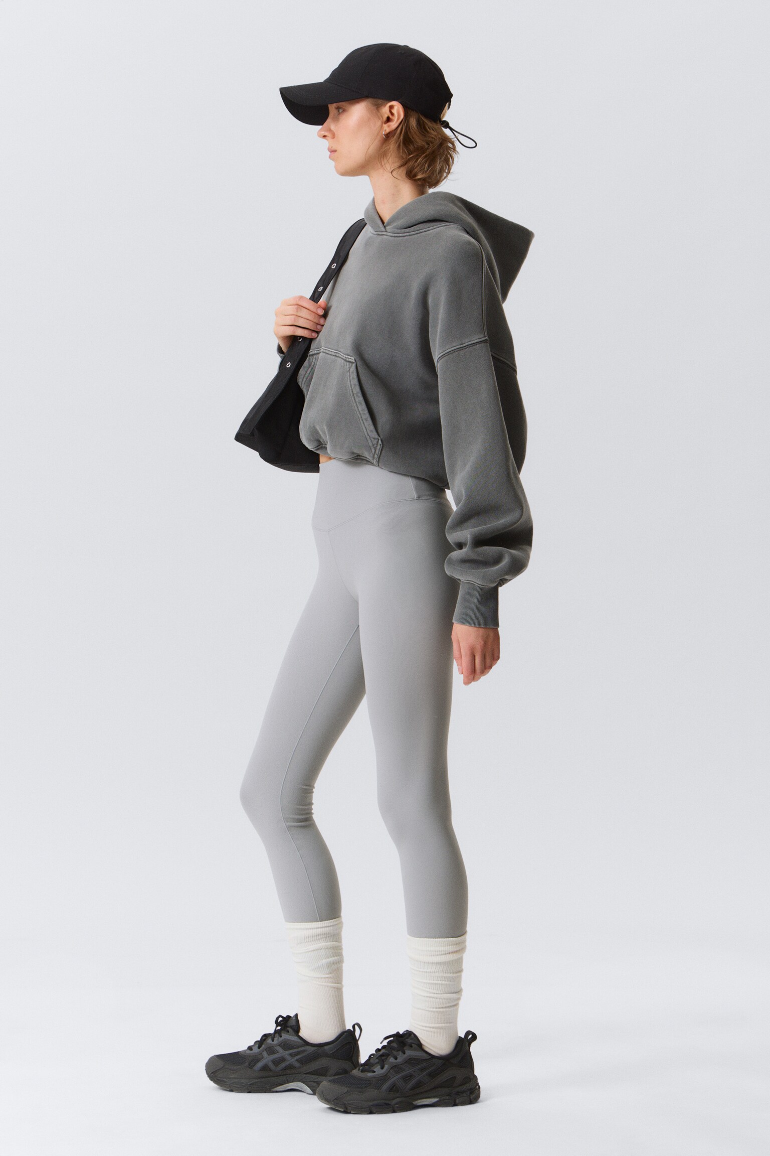 High Waisted Sports Tights - Light Dusty Grey/Dark Brown/Black/Dark Grey/Dark Khaki Green/White/Dark Brown - 4