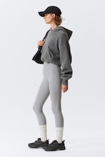 Helles Staubgrau - Sporttights mit hohem Bund - 2