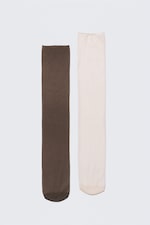 Dark Brown/Beige - 2-pack Mesh Socks - 0
