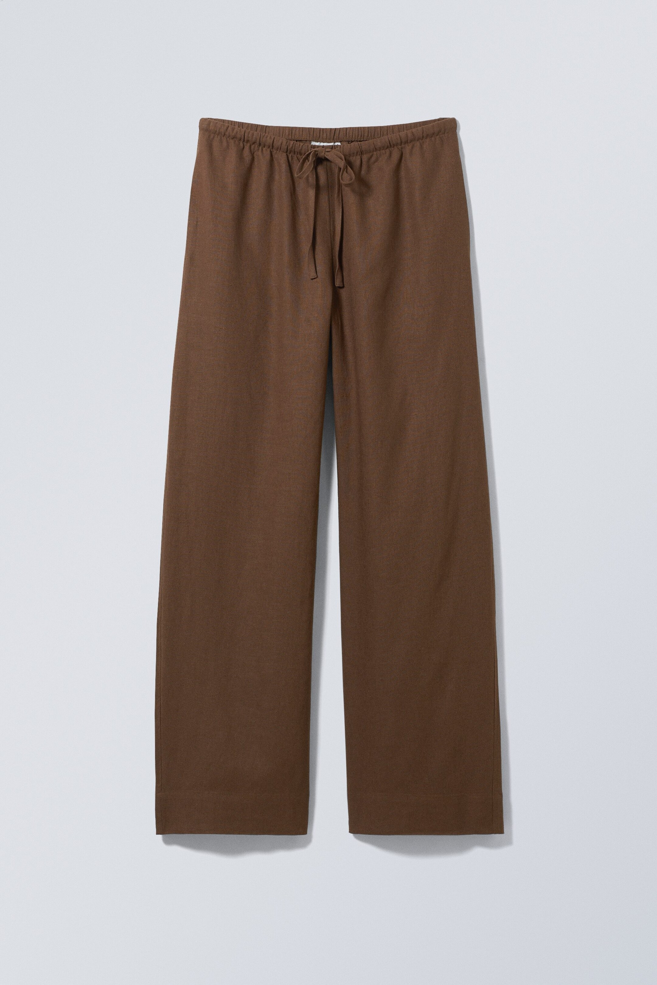 Brun - Vida pull-on byxor i linneblandning - 0