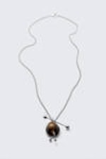 Silver - Pierced Shell Pendant Chain Necklace - 1