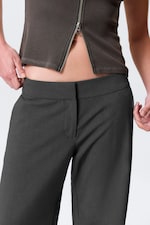 Dark Grey Melange - Low-Rise Loose Barrel Suiting Trousers - 2