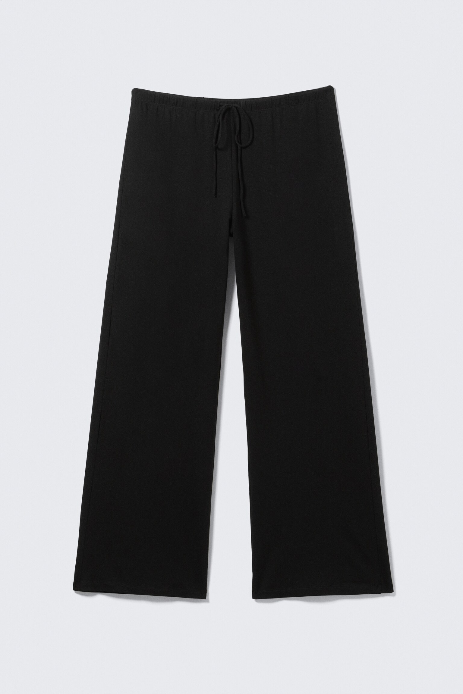 Wide-Leg Pull-On Lyocell Trousers - Black/Grey Melange/Black & Grey Stripes/Grey & White Stripes - 2