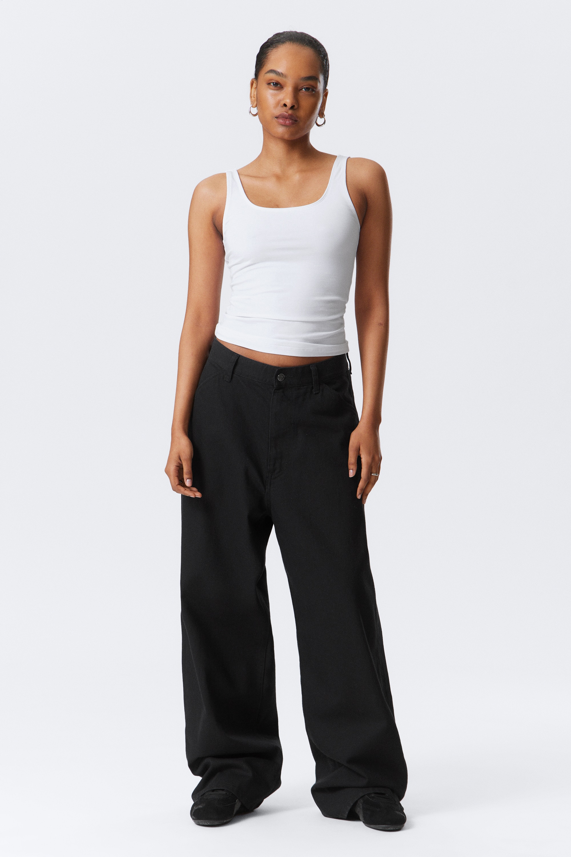 Pantalón holgado de mezcla de lino Astro - Negro/Crudo