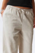 Ecru - Wide Pull-on Linen Blend Trousers - 2