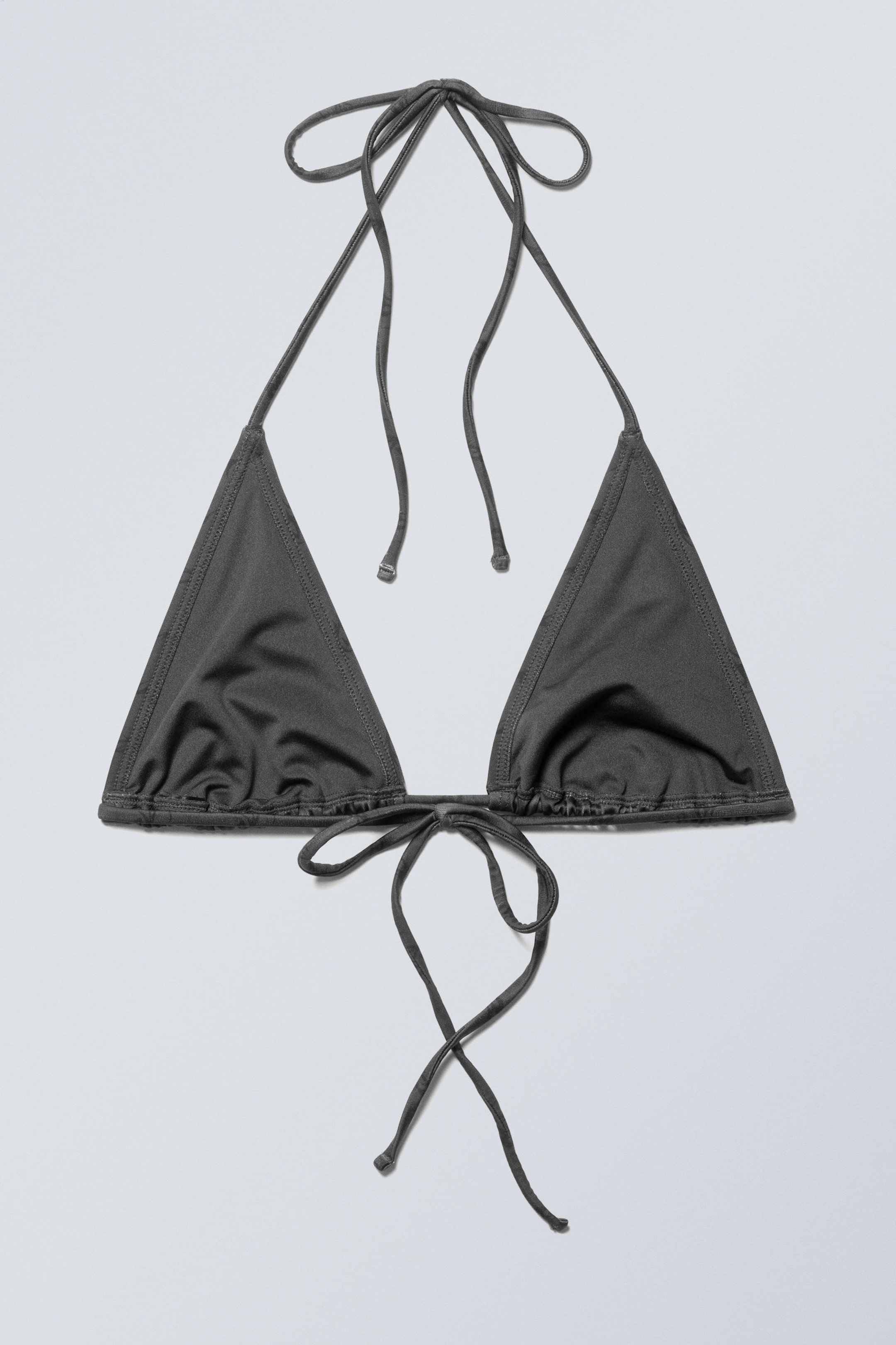 Grey Tribal Print - Printed Triangle Halter Bikini Top - 2