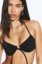 Schwarz - Neckholder-Bikinitop Trägern und Bügeln - 1