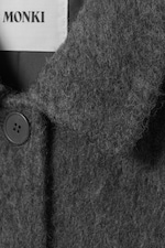 Staubiges Dunkelgrau meliert - Knielanger einreihiger Mantel - 5