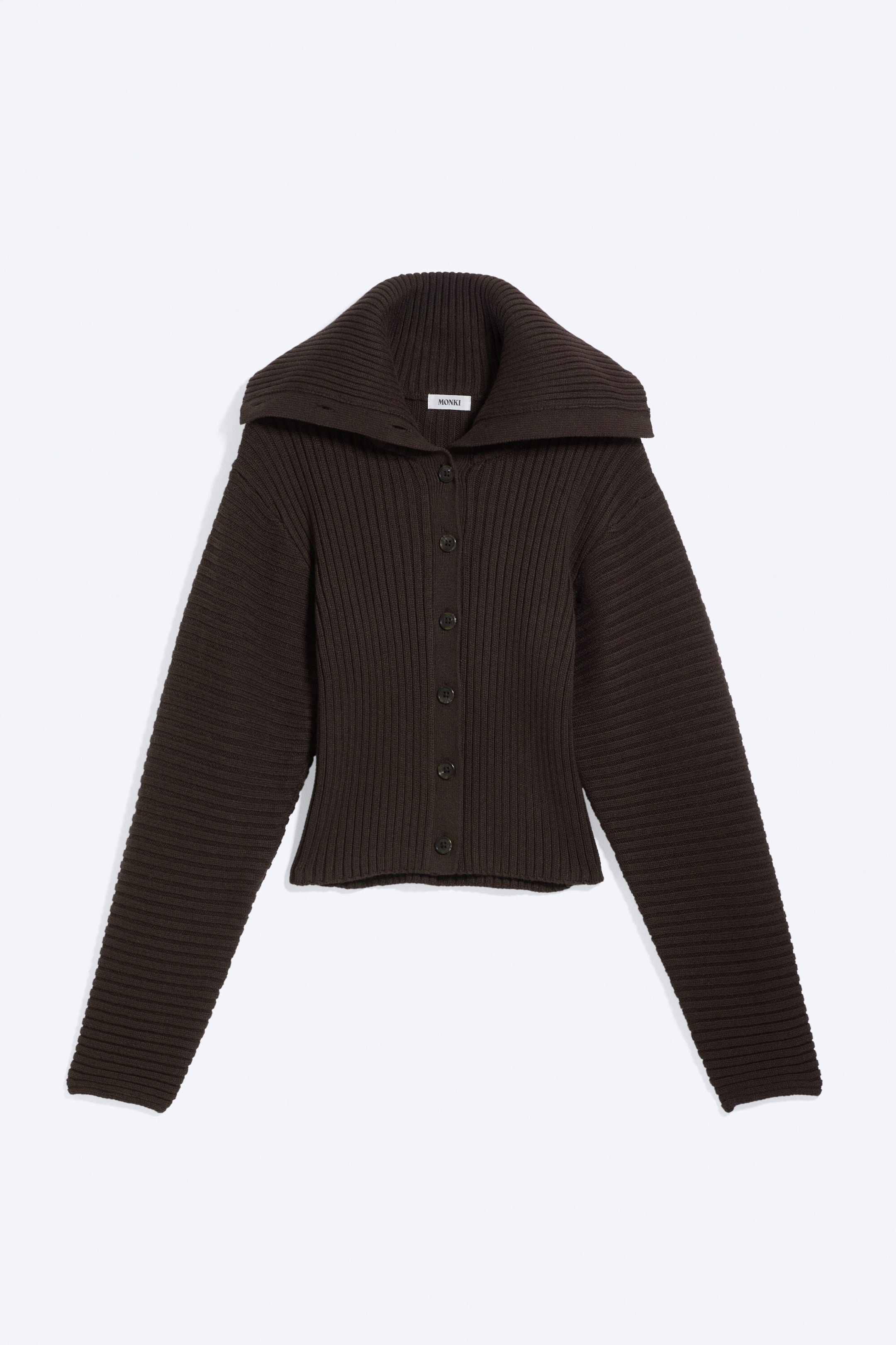 Dunkelbraun - Taillenbetonter Strick-Cardigan - 4