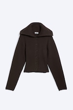 Dunkelbraun - Taillenbetonter Strick-Cardigan - 4