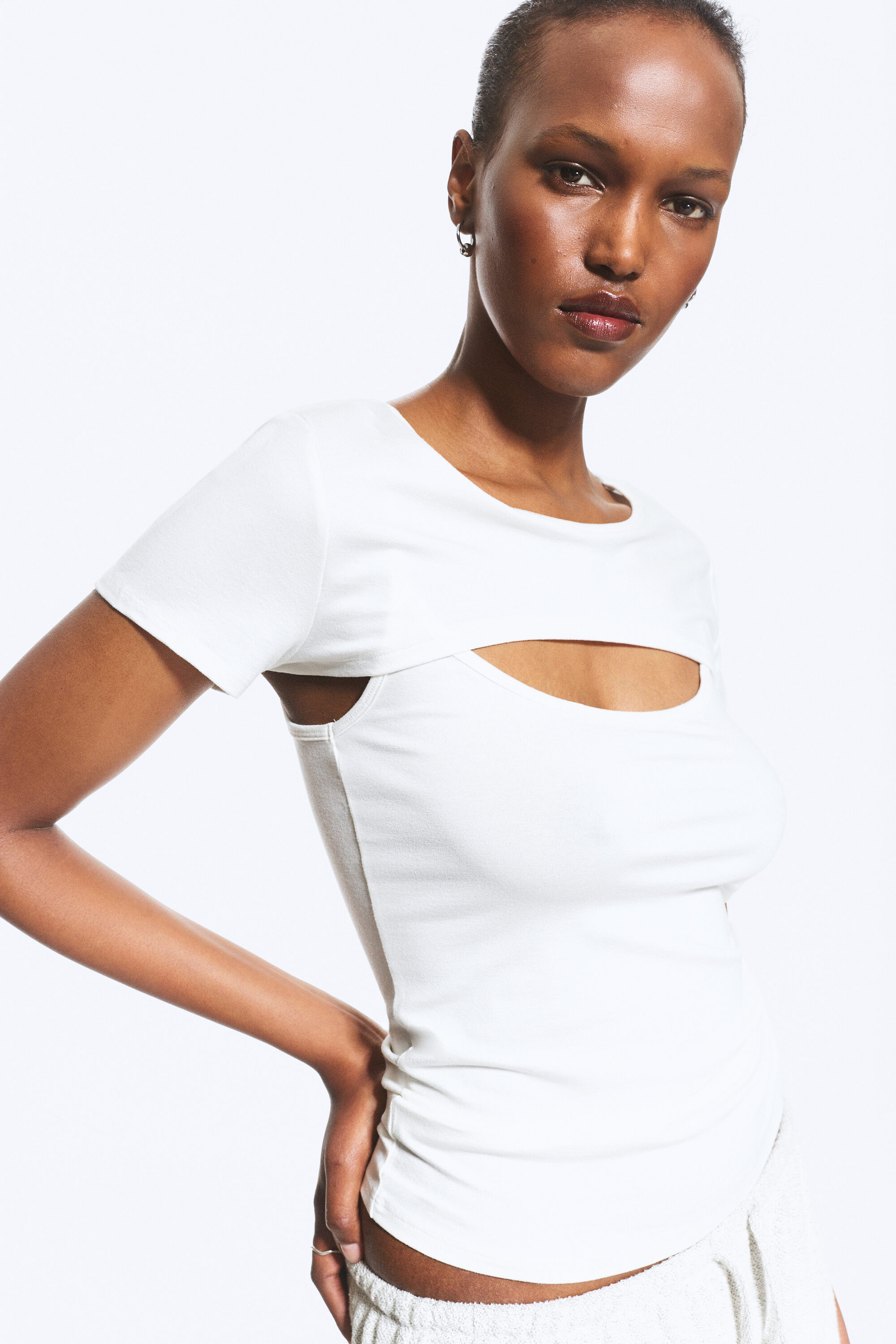 layered two-piece bolero top - White | Weekday EU